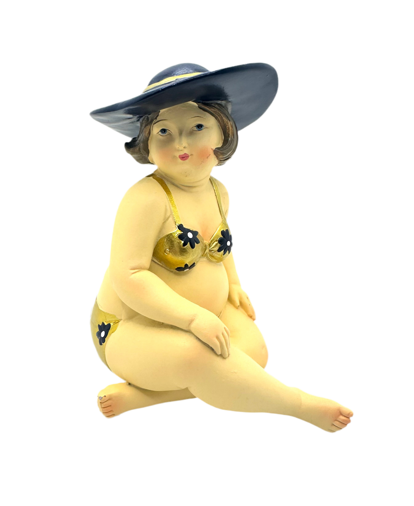 Statuette Femme Baigneuse Ronde Assise Entailleur