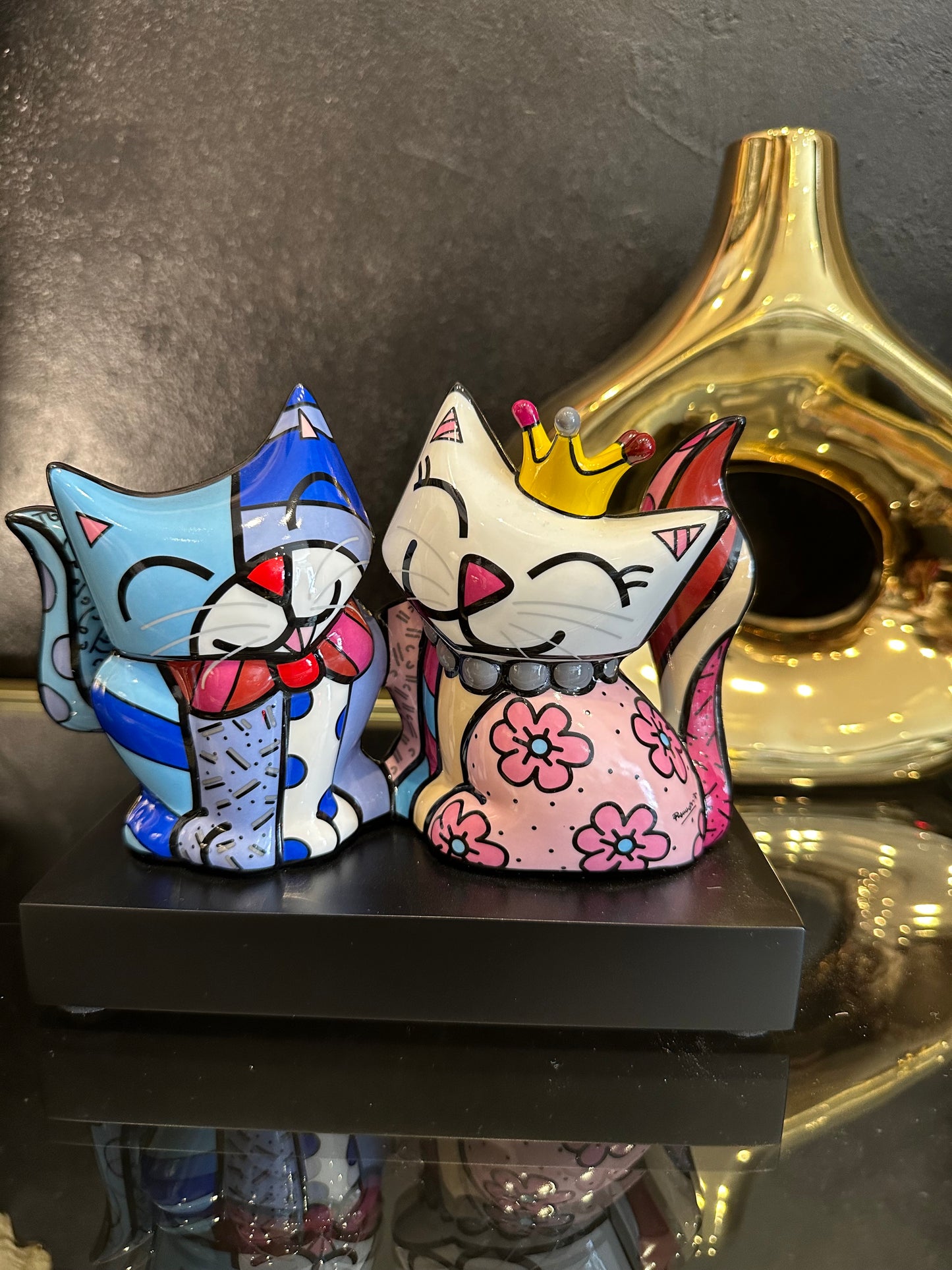 Figurine Duo Chats Romero Britto