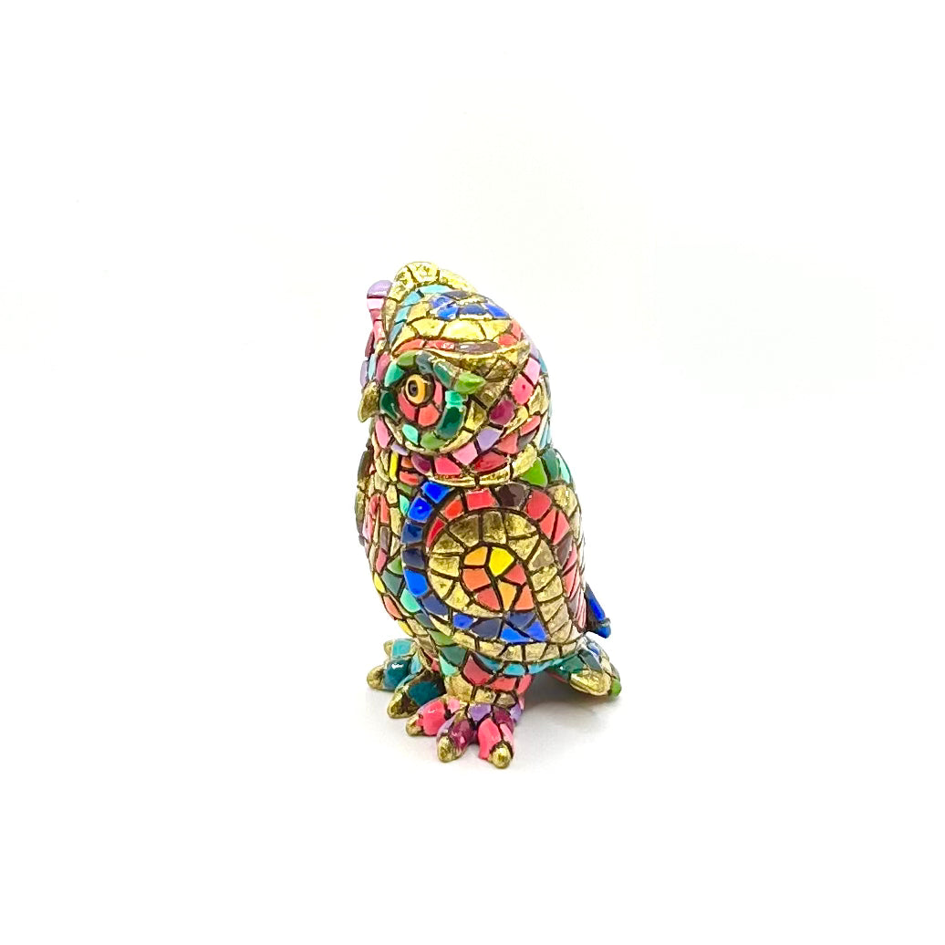 Statuette chouette multicolor Barcino